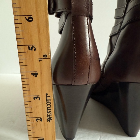 Frye Brown Ankle Booties with Gold Buckle - Picture 3 of 13
